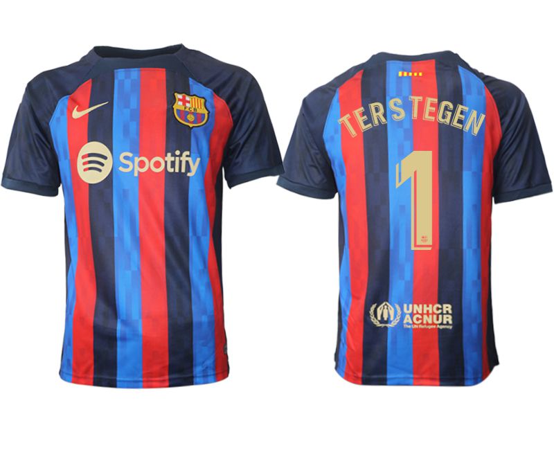 Men 2022-2023 Club Barcelona home aaa version blue #1 Soccer Jersey